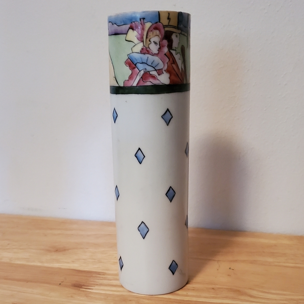 Antique Circa 1900s O.& E.G. Royal Austria Porcelain Cylinder Hand-Painted Vase
